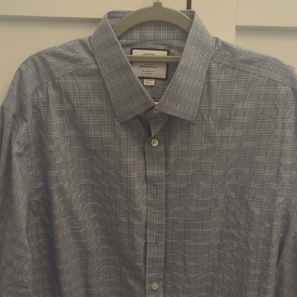Charles Tyrwhitt men’s dress shirt | blue green & white plaid button-up business